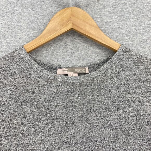 Forever 21 Blouse Womens Small Gray Long Sleeve Cropped Stretch Tee Crew Neck - Picture 4 of 8